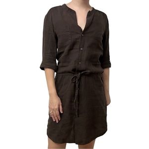 James Perse Standard Brown Cotton Linen Shirtdress, Size 4 (Medium/Large)